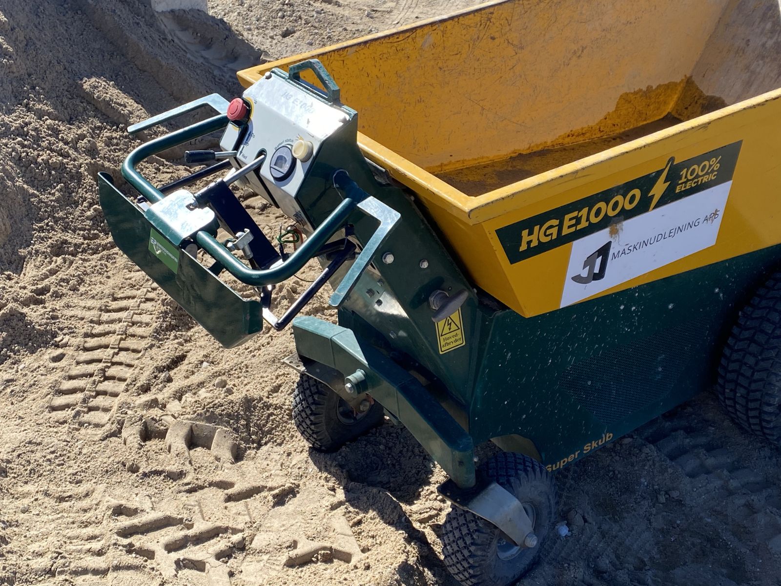 HG E1000 Super Skub elektrisk motorbøre set bagfra med styrehåndtag og betjeningspanel